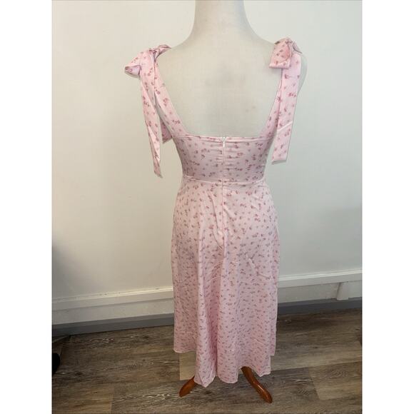 Maxi Dress Sz Sm Floral Pink Peasant Boho Festival Beach Y2K Smocked Cottagecore - Picture 3 of 15